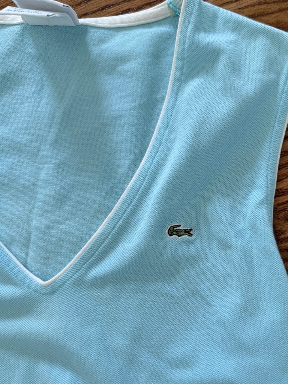 Lacoste Light Aqua Mini Dress with White Trim 40 - Vintage